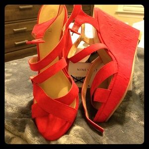 Red wedged sandals